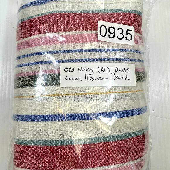 Old Navy Gauzy Shift Dress Full Button Sleeveless Linen XL Beachy Coastal Stripe - Picture 13 of 13